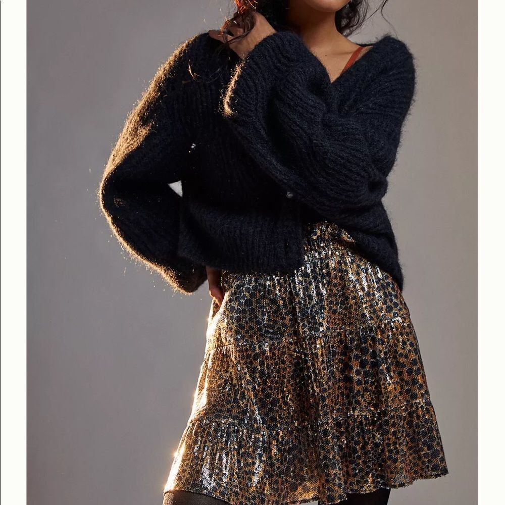 NWT Anthropologie Othilia Louisa Sequined Skirt Medium Petite B-1198